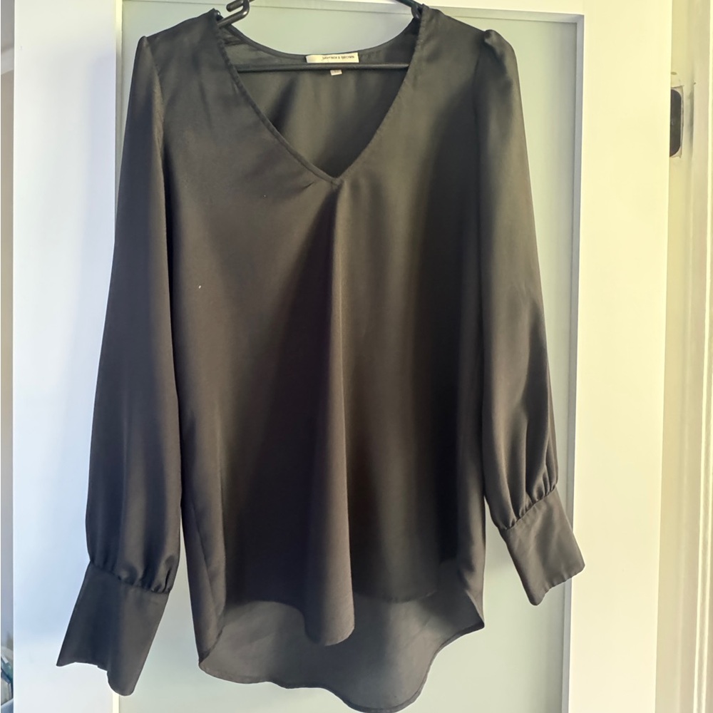 100% silk black long sleeve blouse